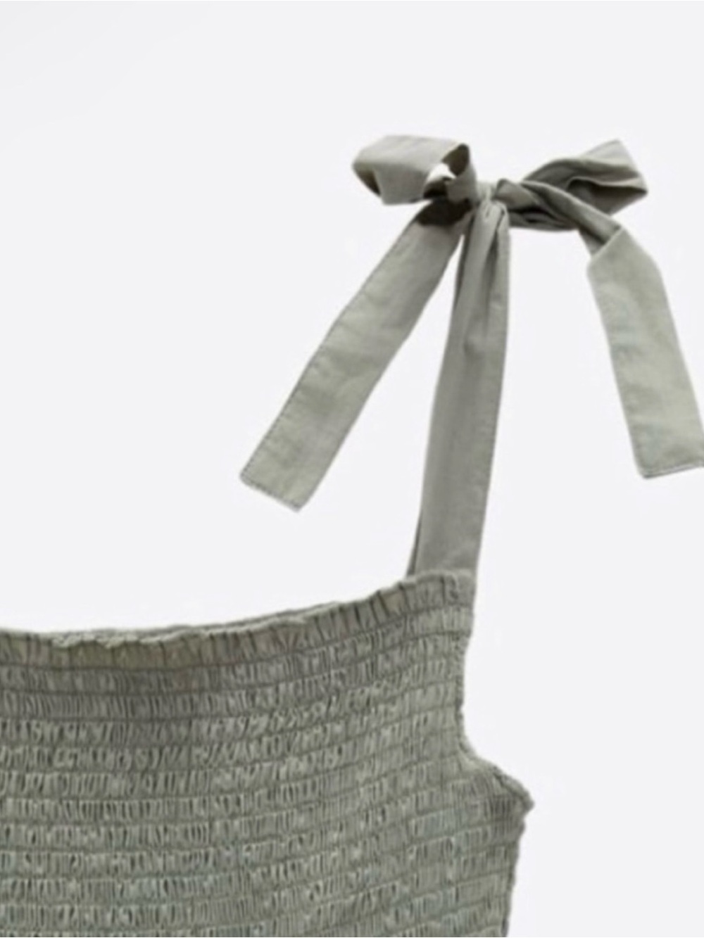 Zara Smocked Eyelet Tiered Maxi Dress - Olive Green - Picture 6 of 6